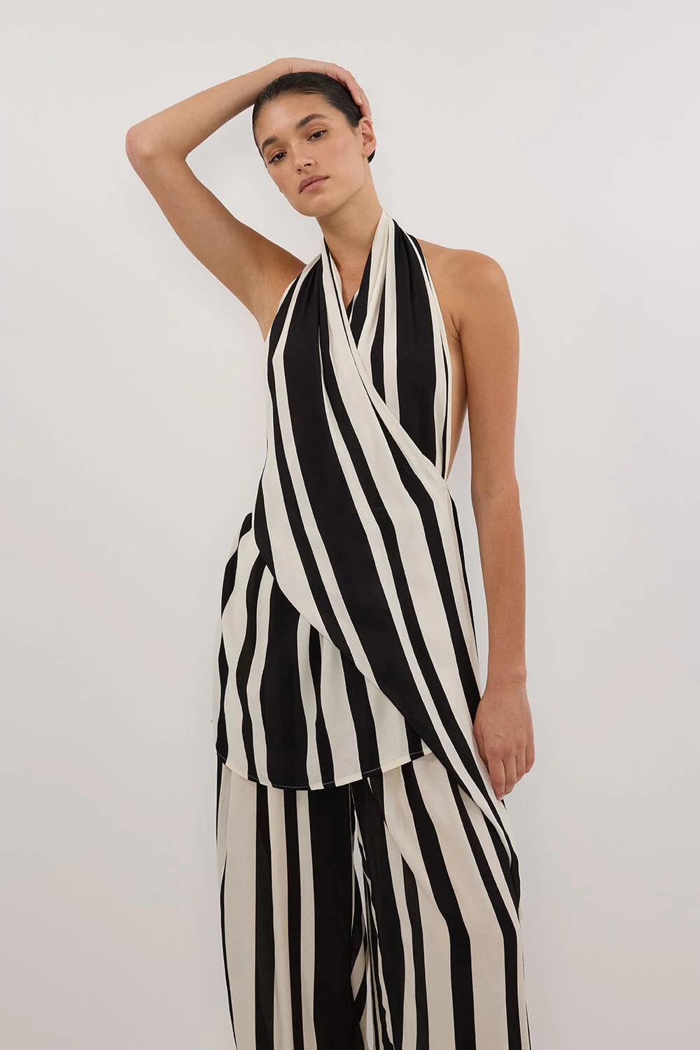 BEAU BLACK STRIPE HALTER TOP - Image 3