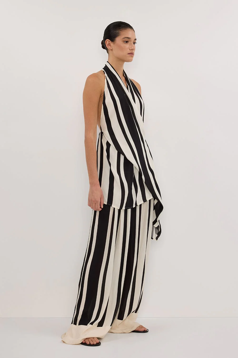 BEAU BLACK STRIPE HALTER TOP - Image 4
