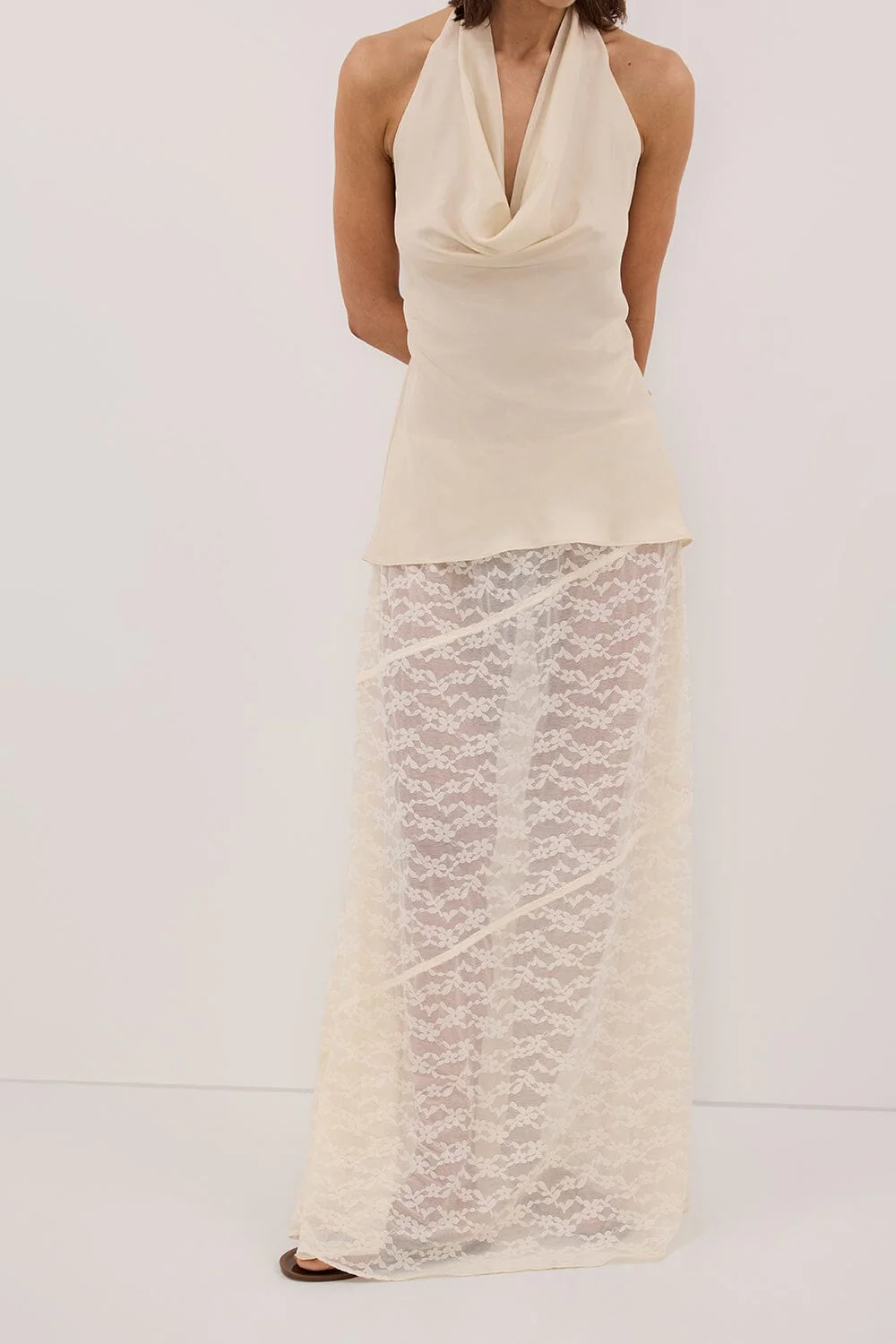 BELLE CREAM LACE MAXI SKIRT - Image 2