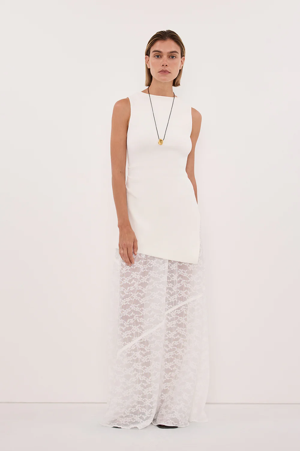 BELLE WHITE LACE MAXI SKIRT