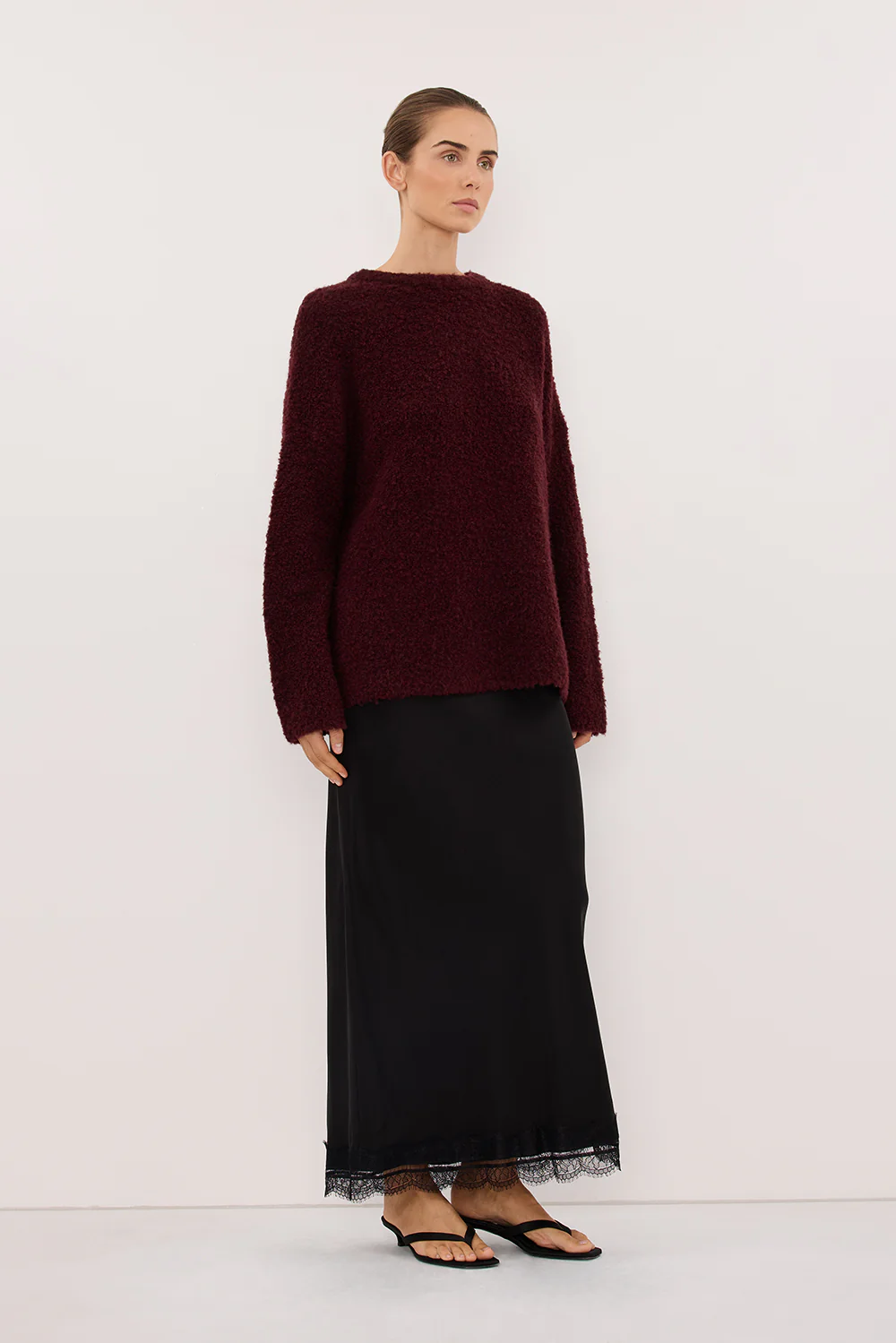 BILLIE WINE TEXTURED KNIT JUMPER - Image 3