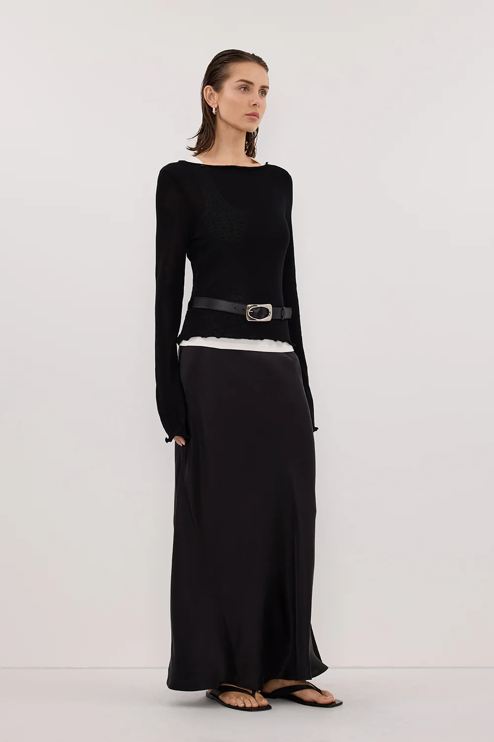 BLAKE BLACK LONG SLEEVE BOAT NECK KNIT TOP - Image 3