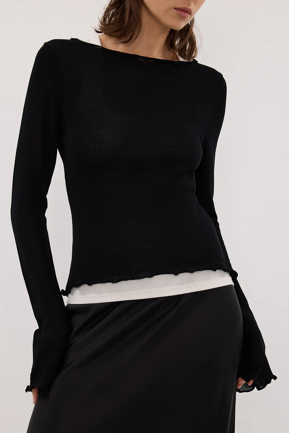 BLAKE BLACK LONG SLEEVE BOAT NECK KNIT TOP - Image 5