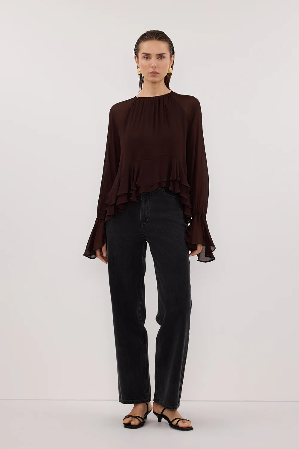 BODHI DARK CHOC LONG SLEEVE TOP