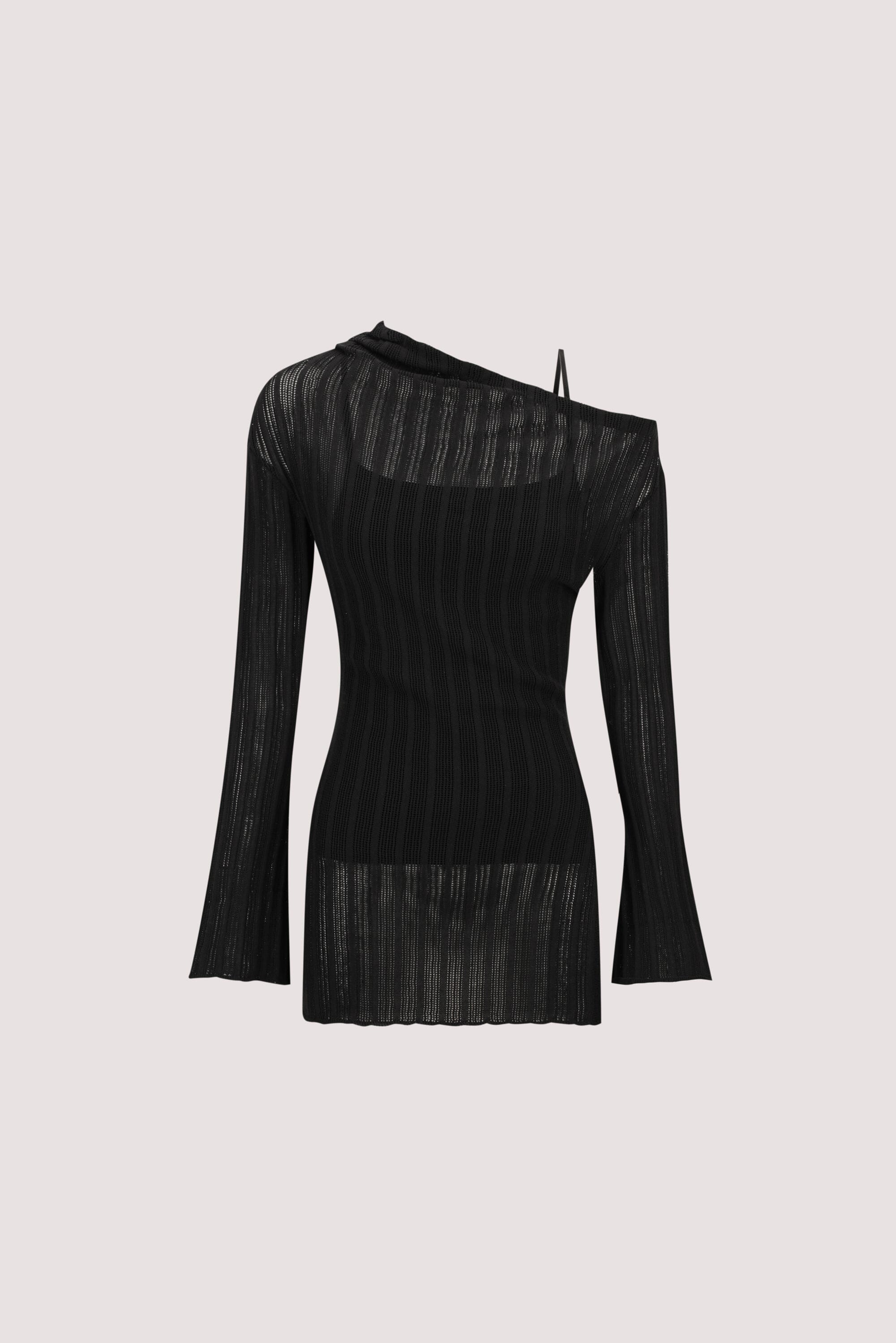 BOWIE BLACK LONG SLEEVE KNIT TOP - Image 6