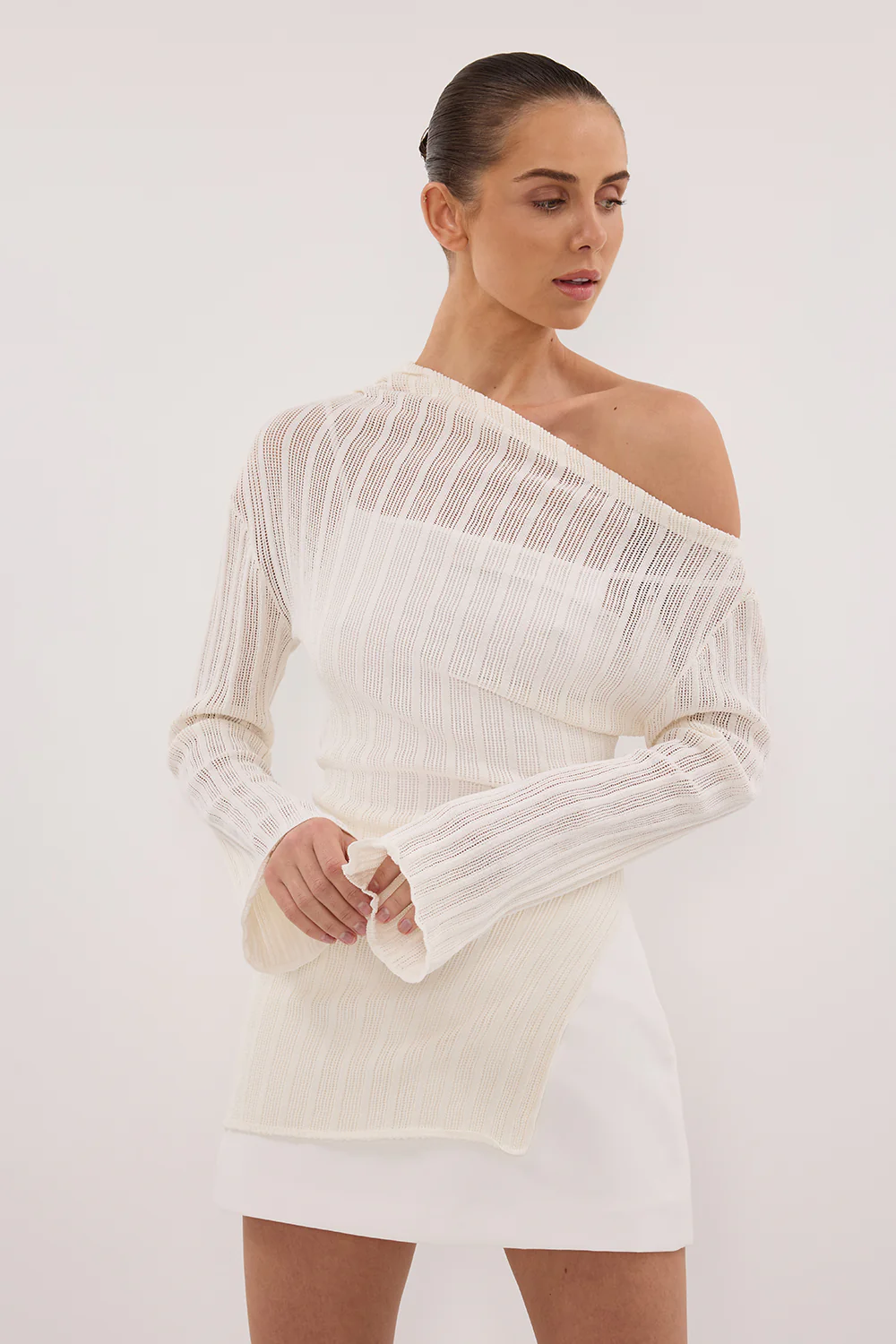BOWIE IVORY LONG SLEEVE KNIT TOP - Image 2