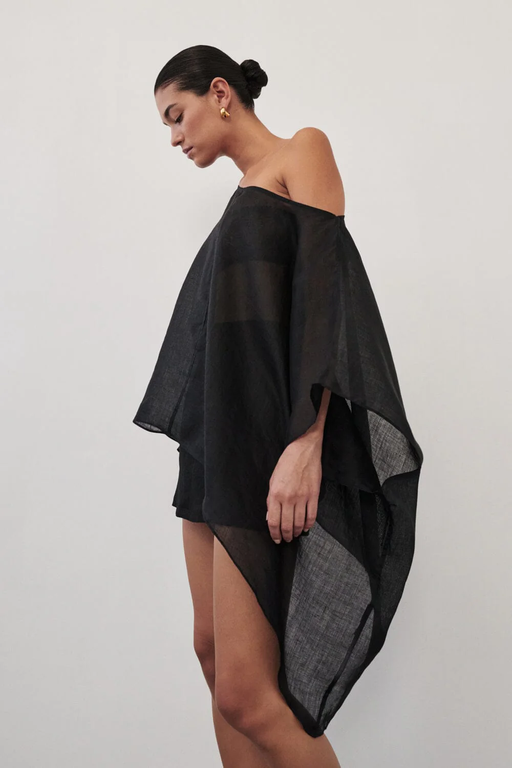 BRIANNE BLACK BATWING RAMIE TOP - Image 2