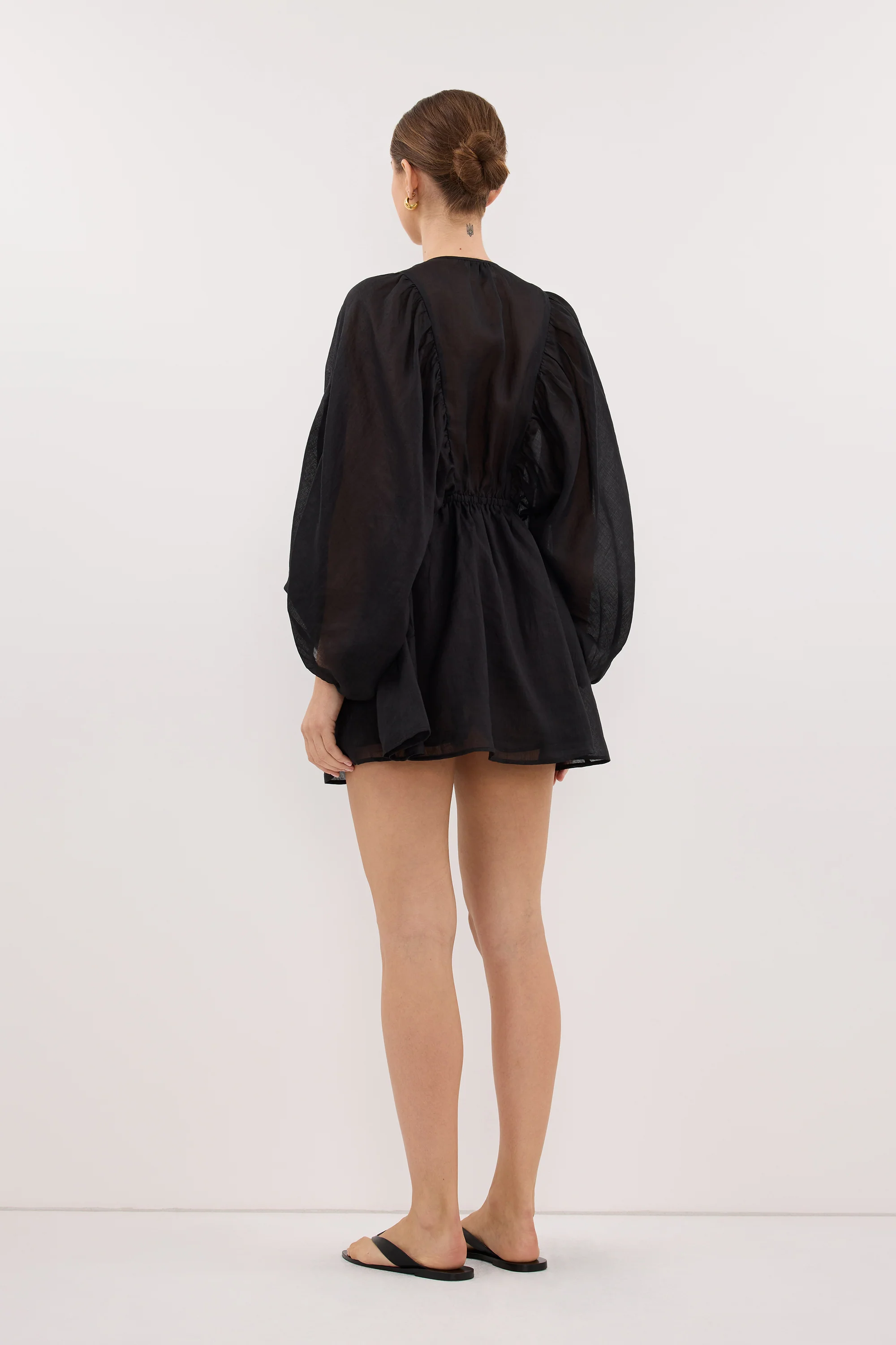 BRIELLE BLACK RAMIE MINI DRESS - Image 5