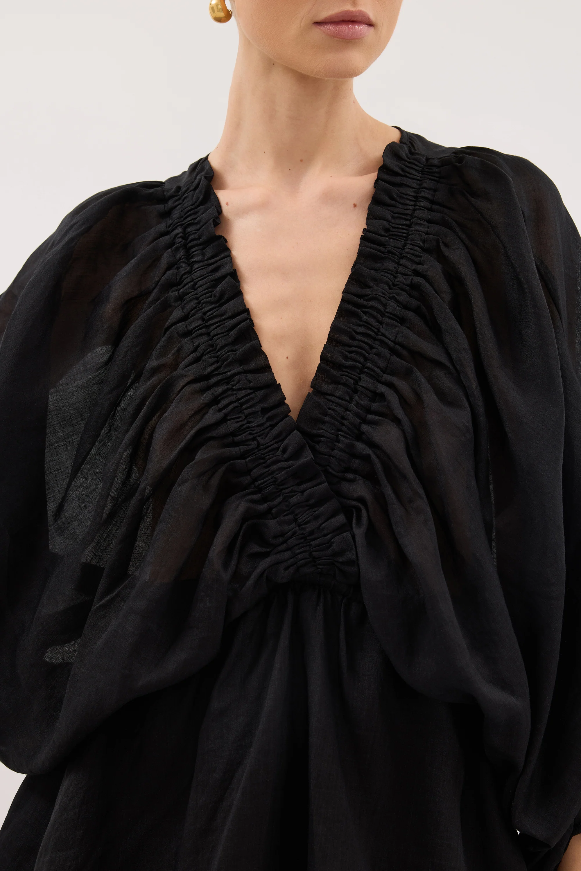 BRIELLE BLACK RAMIE MINI DRESS - Image 6