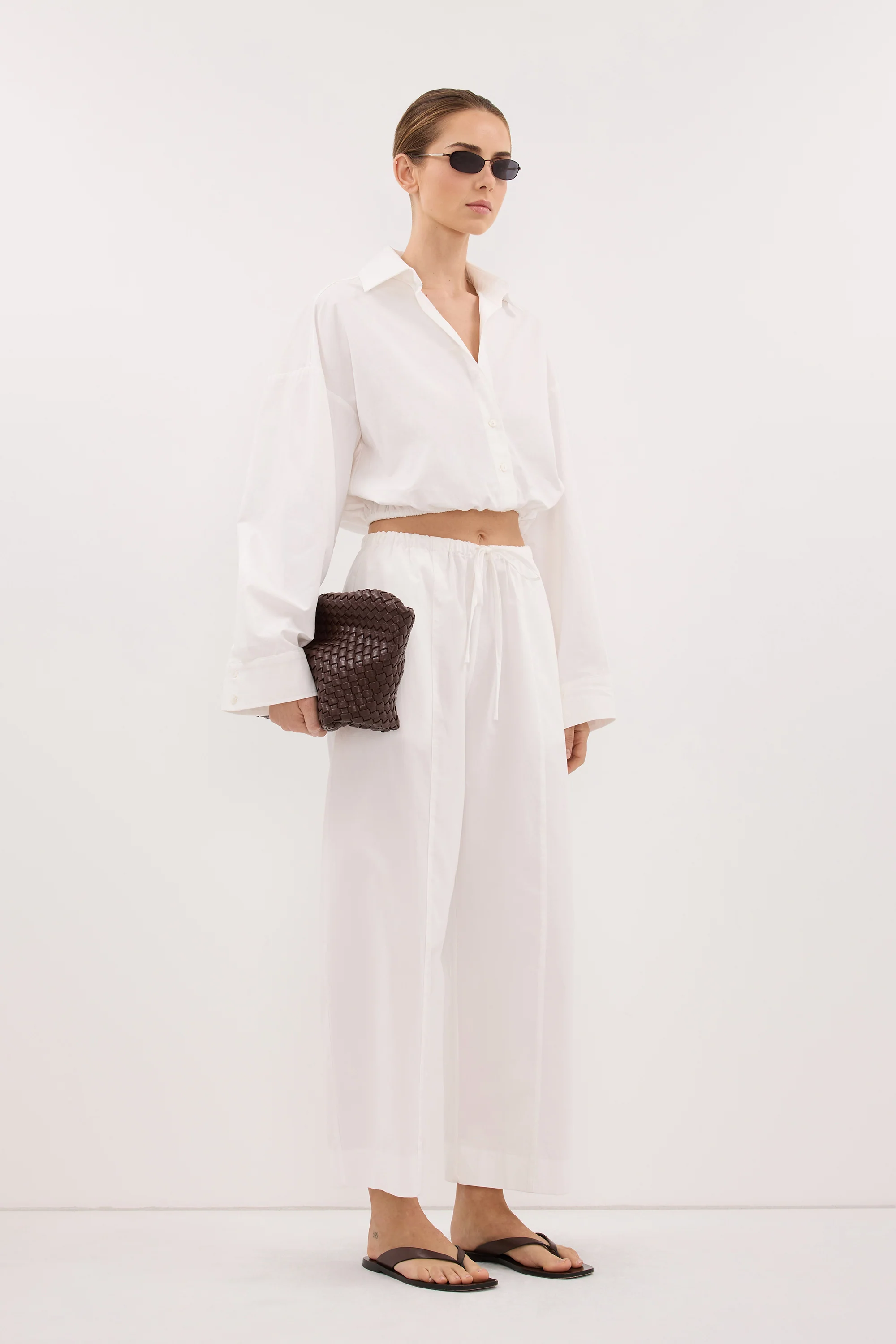 CALI WHITE COTTON CROPPED SHIRT - Image 4