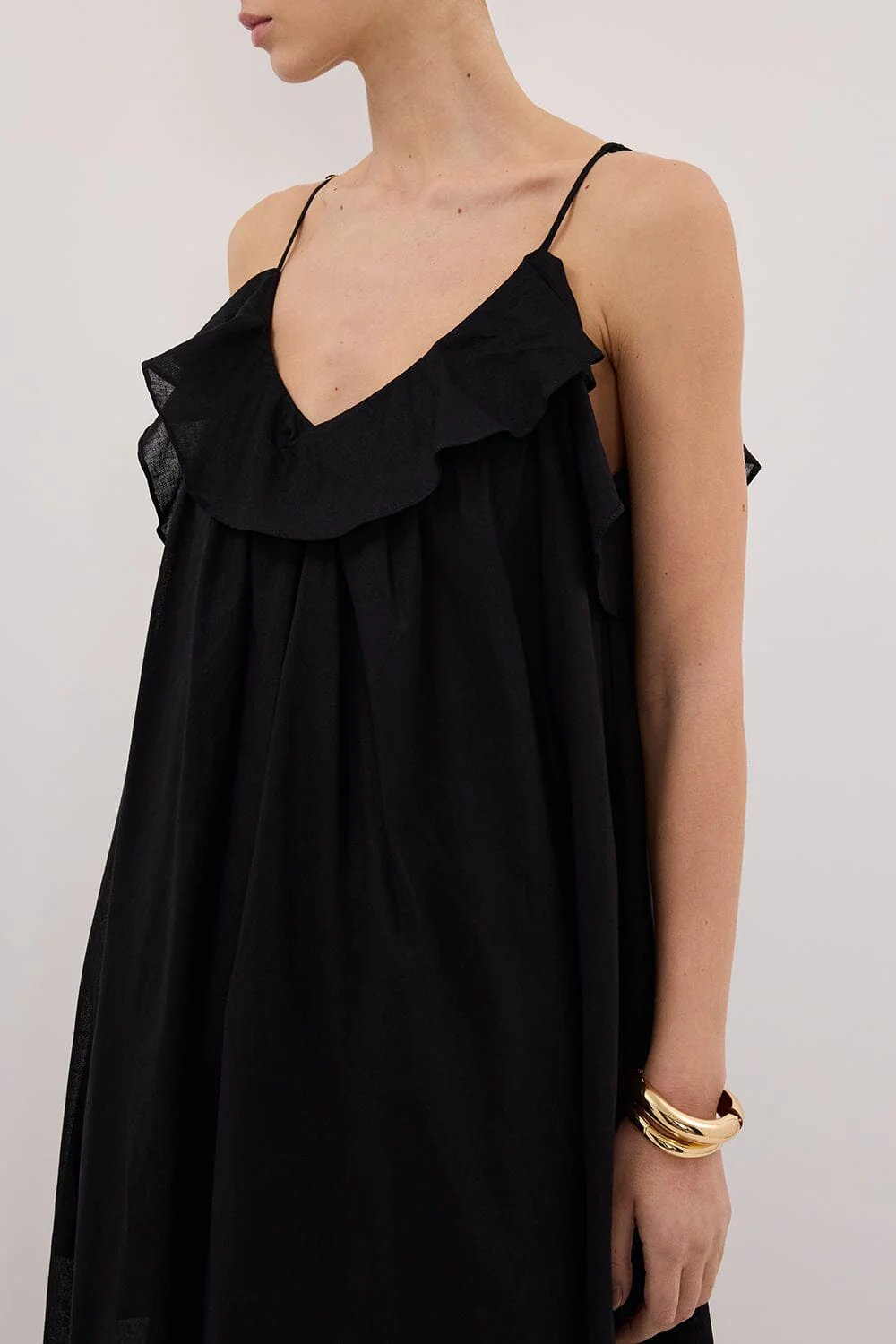 CAPRI BLACK LINEN BLEND MAXI DRESS - Image 5