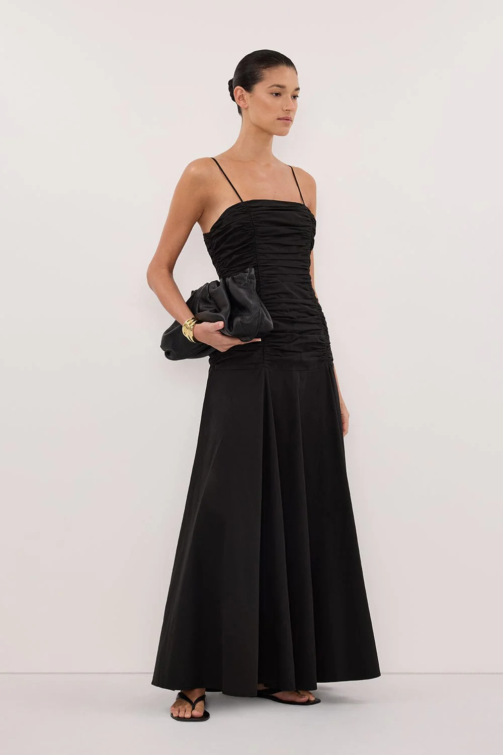 CARA BLACK SLEEVELESS COTTON MIDI DRESS - Image 4