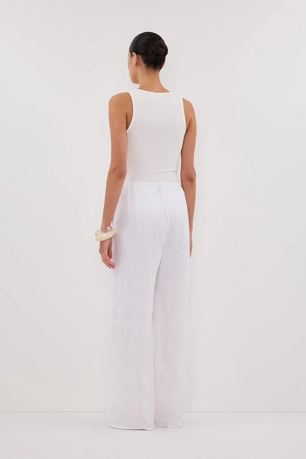 CARLA WHITE DRAWSTRING LINEN PANT - Image 4