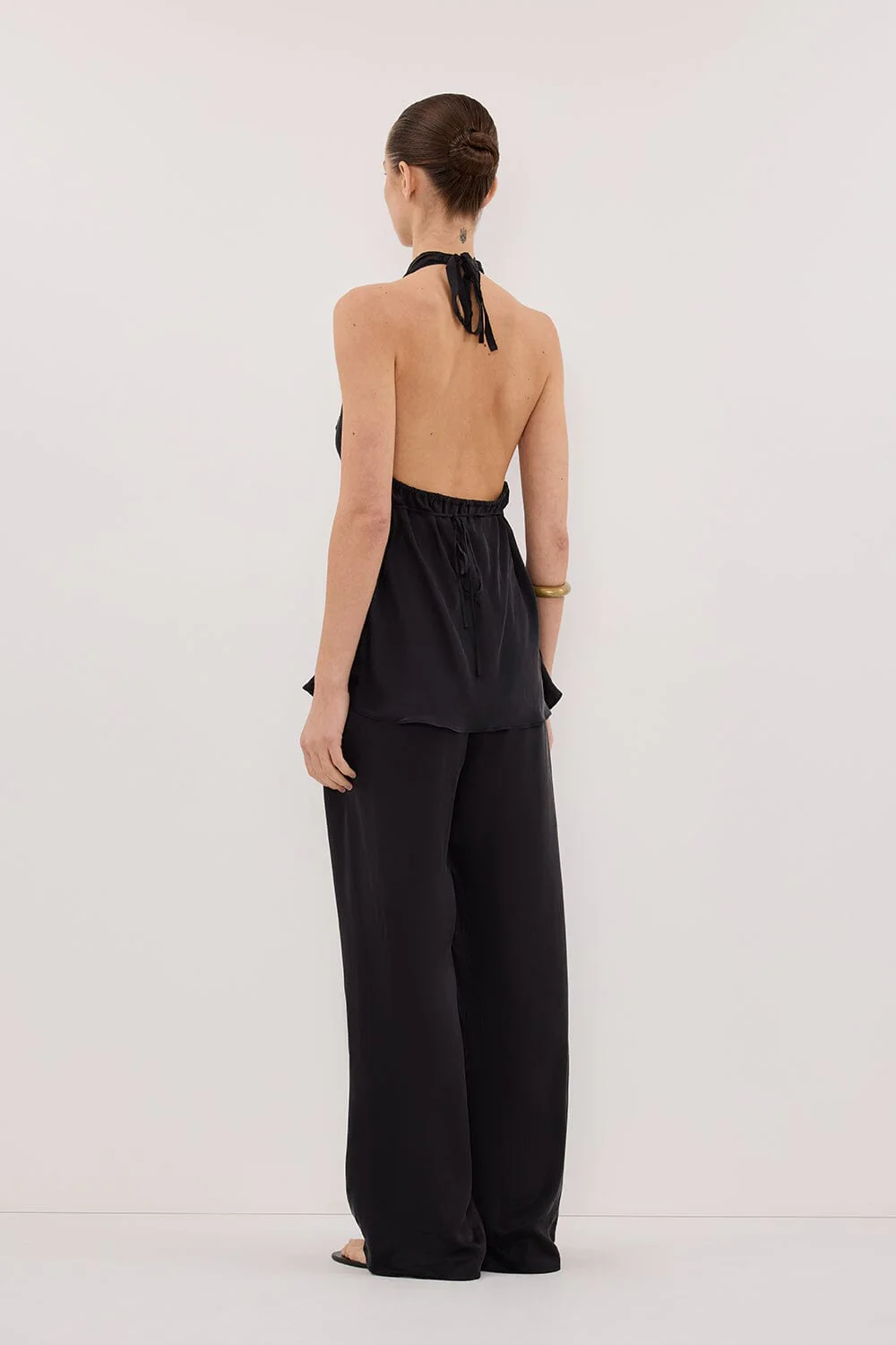 CARLENE BLACK SILK COWL NECK TOP - Image 4