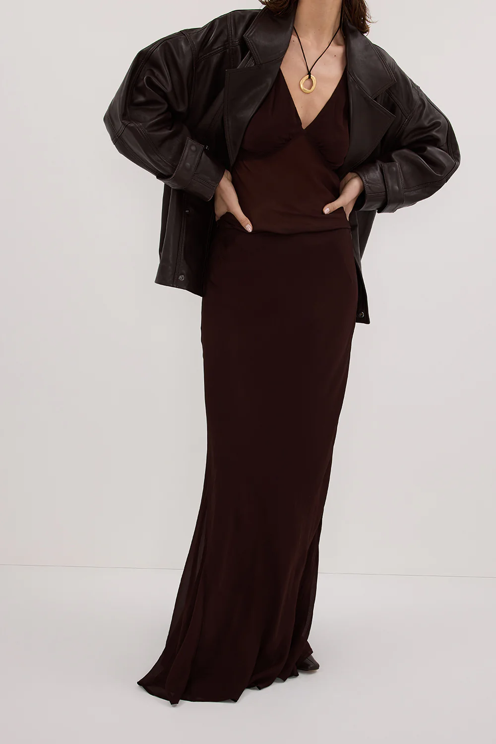 CARLY DARK CHOC MIDI SKIRT - Image 2
