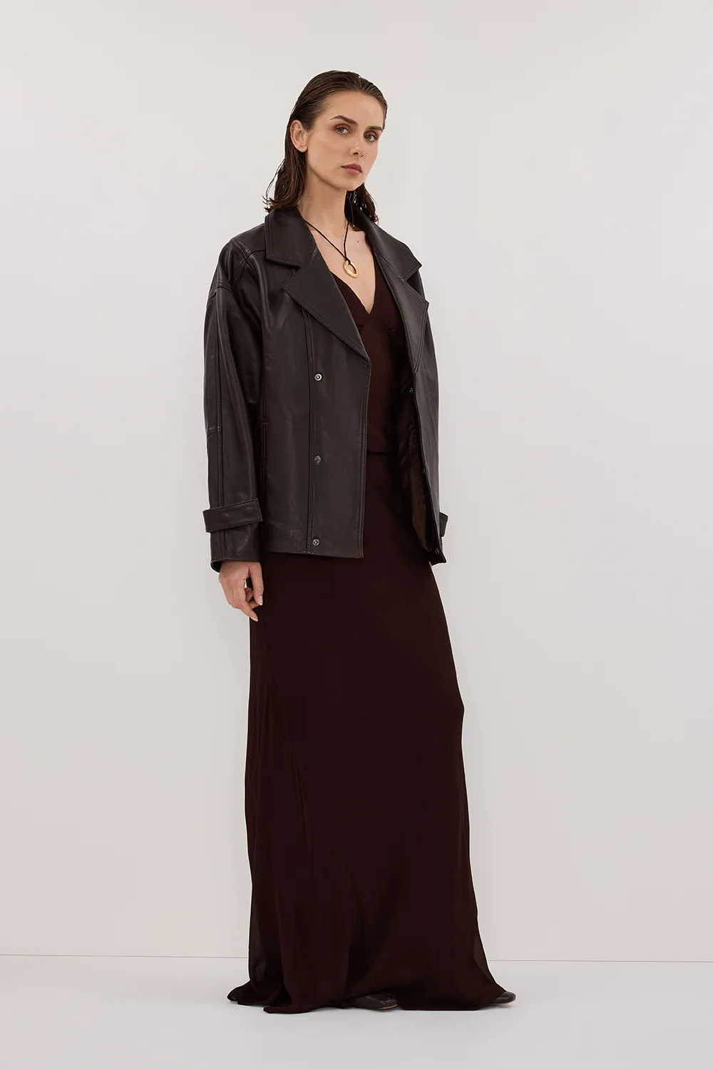 CARLY DARK CHOC MIDI SKIRT - Image 3
