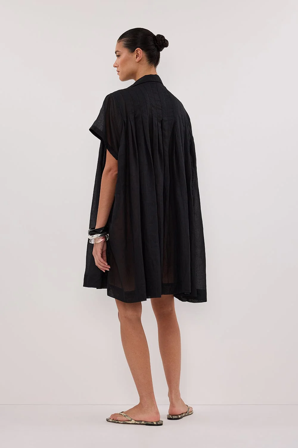 CARMEL BLACK RAMIE MINI DRESS - Image 4