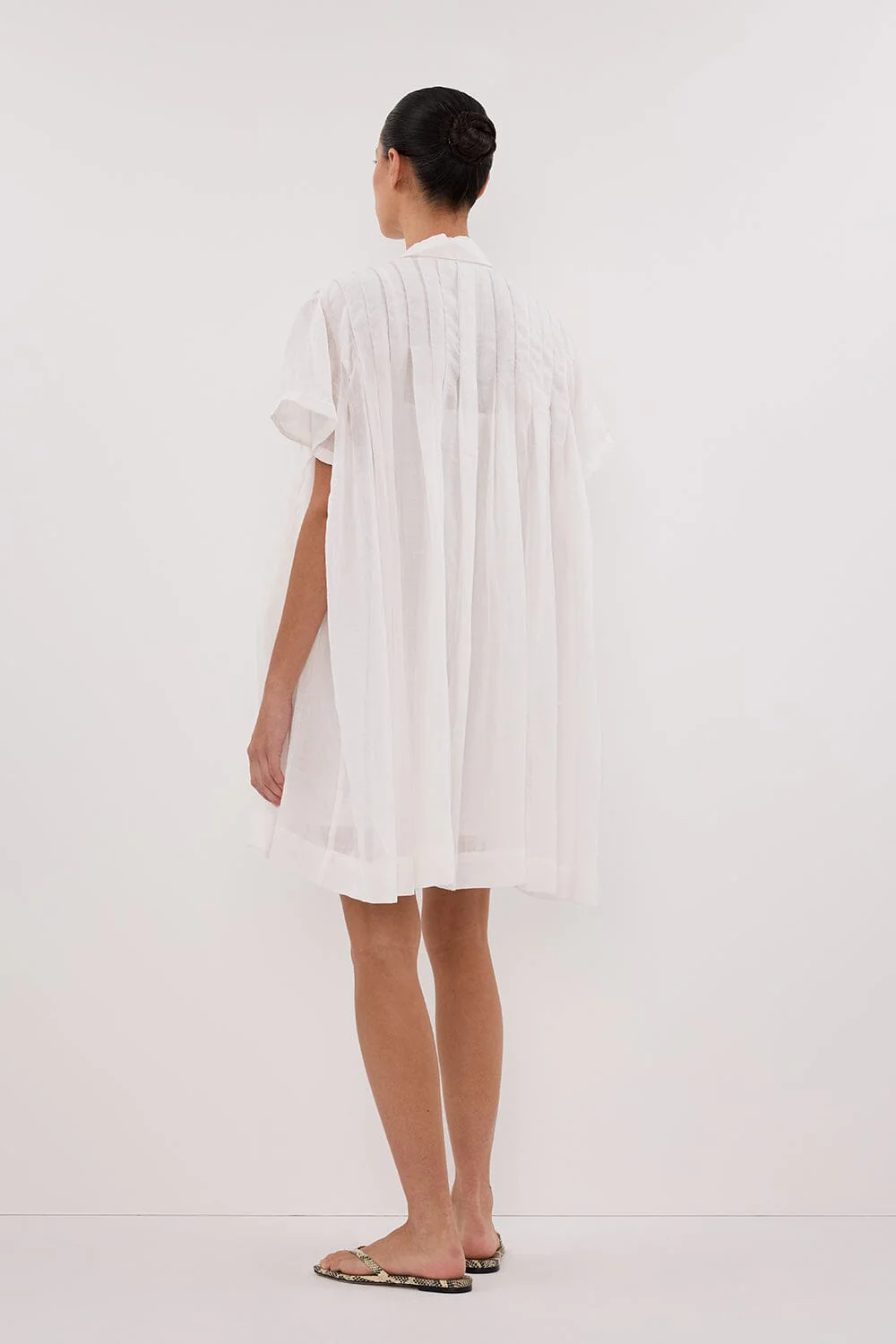 CARMEL WHITE RAMIE MINI DRESS - Image 4