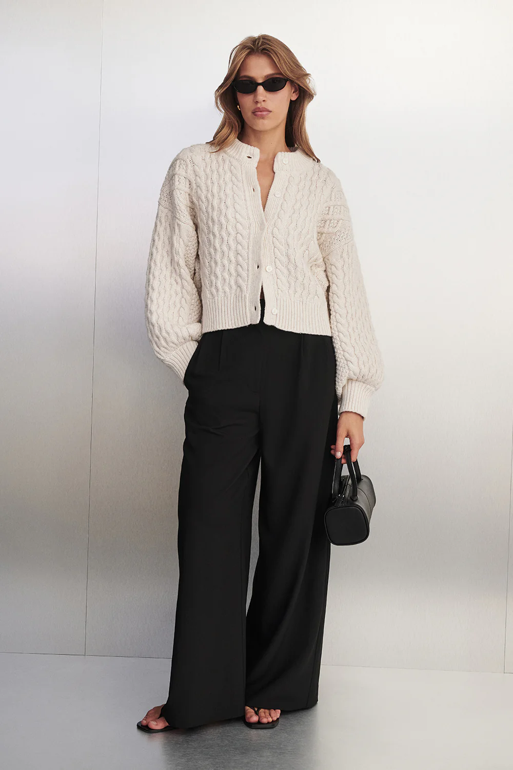 CARMEN IVORY CABLE KNIT CARDIGAN