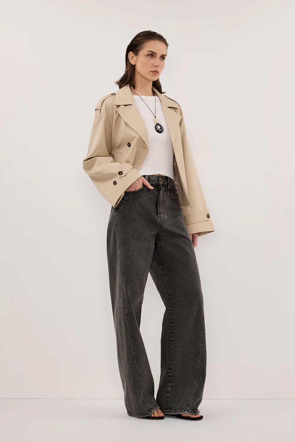 CARSON WASHED BLACK TALL WIDE LEG JEAN - Image 3