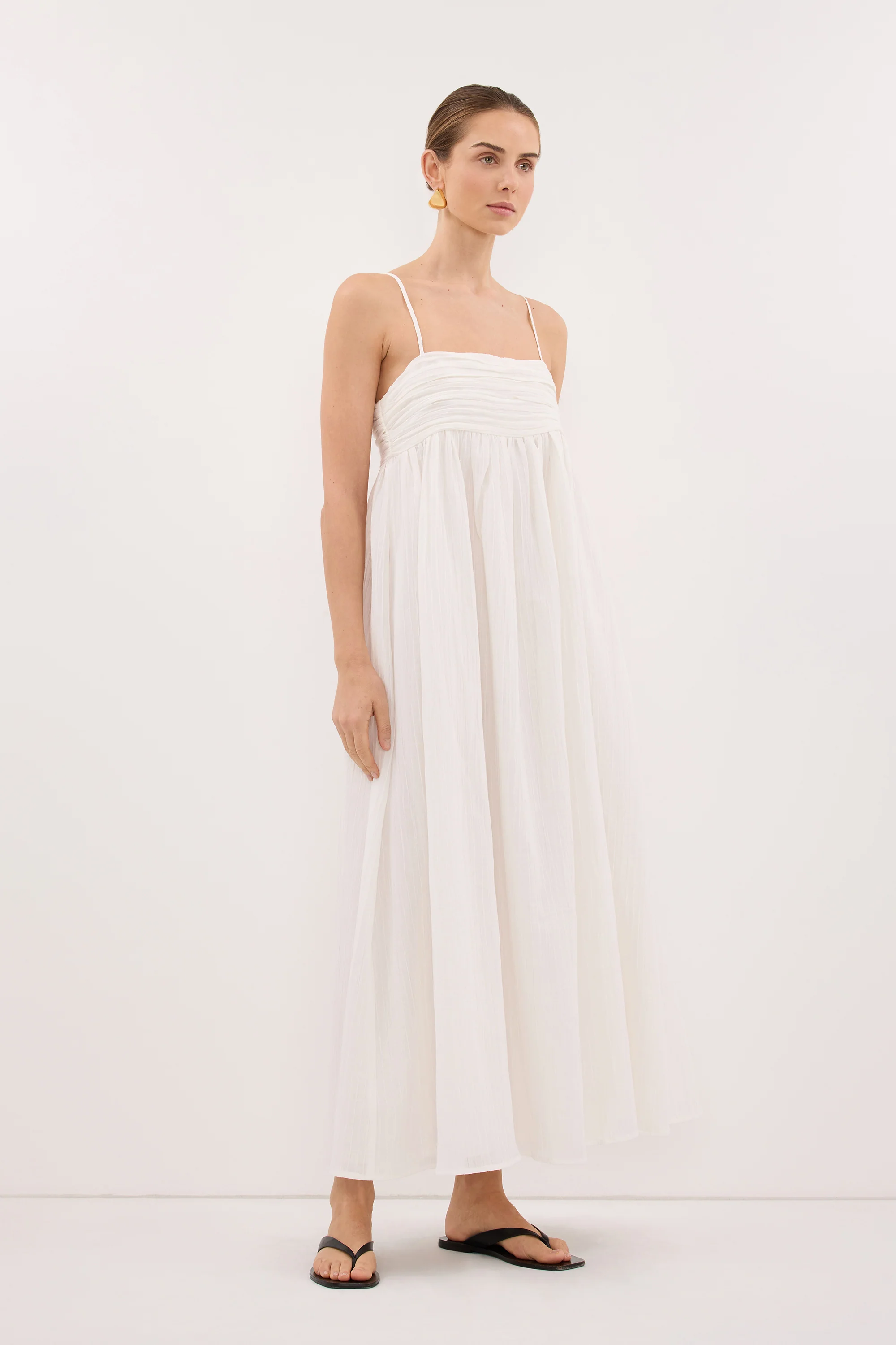CASEY IVORY CRINKLE RAMIE MIDI DRESS - PRE ORDER - Image 3