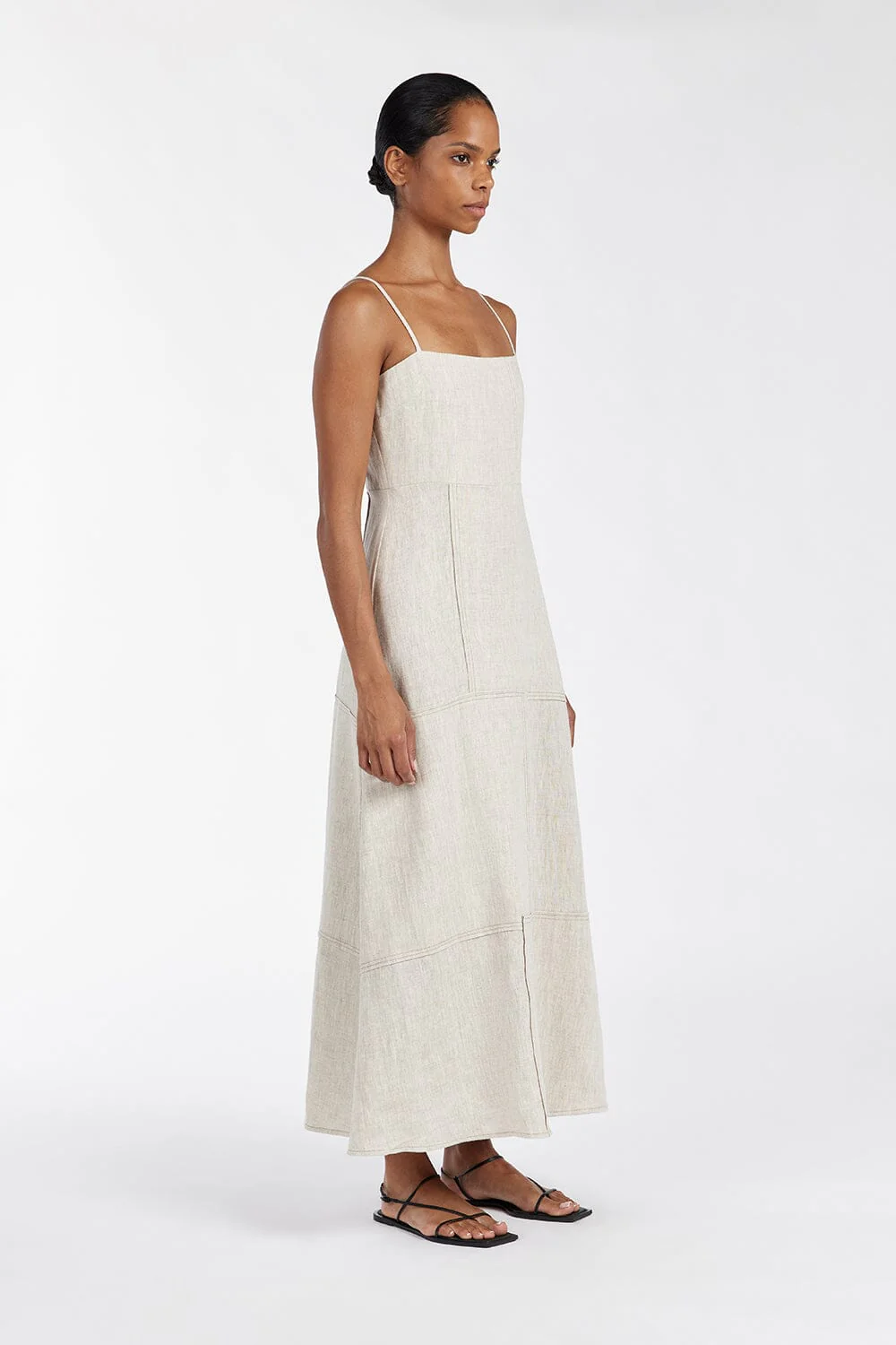 CATIE NATURAL PATCHWORK MIDI DRESS - Image 3