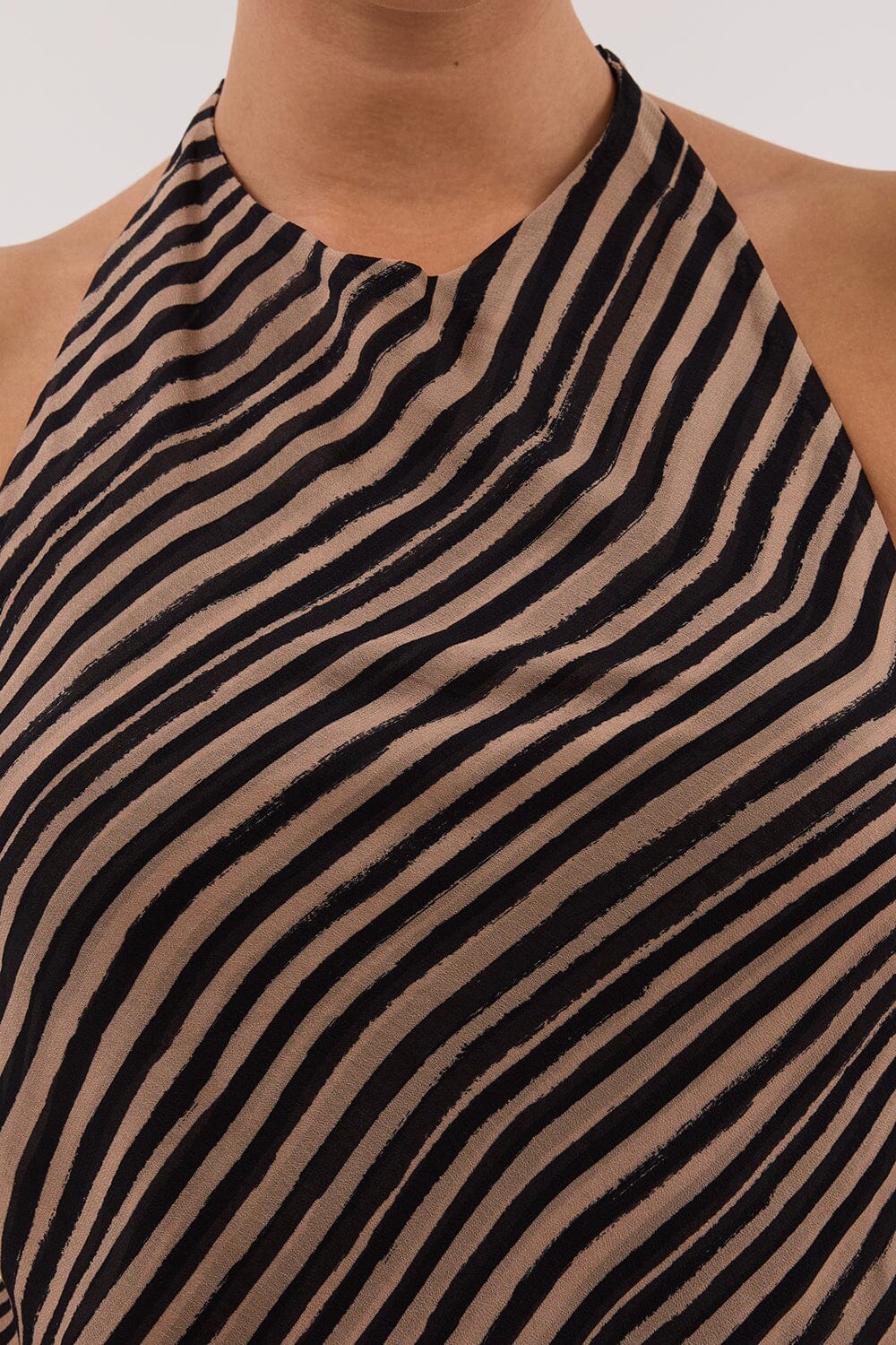 CHARLI TAN STRIPE HALTER TOP - Image 5