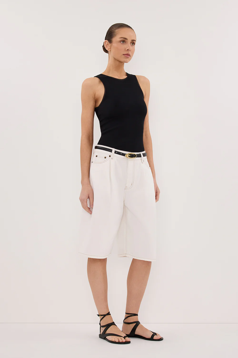CHARLIZE BLACK SLEEVELESS KNIT TANK - Image 3