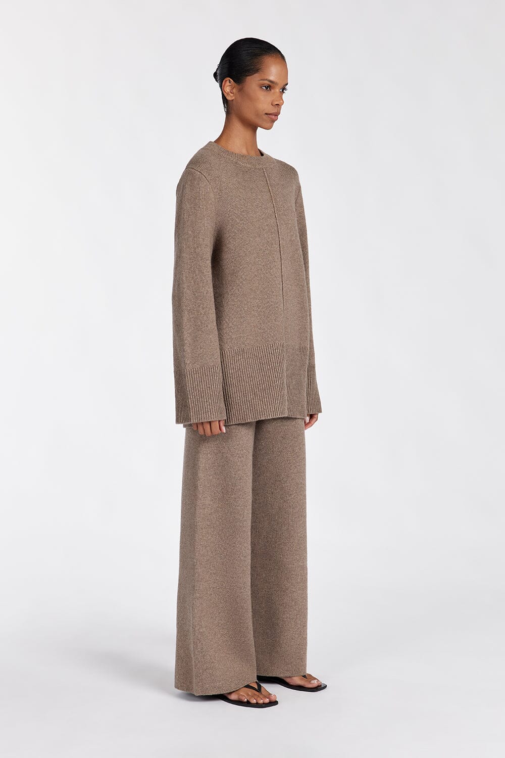 CLEMENCE CHOC MARLE KNIT PANT - Image 3