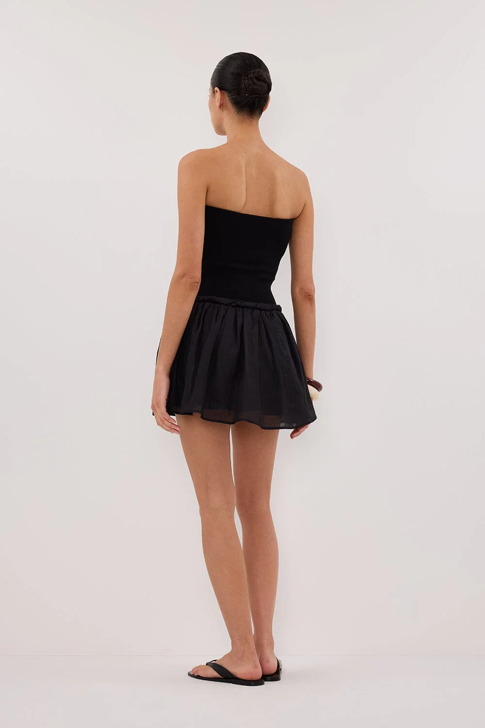 COCO BLACK STRAPLESS HYBRID MINI DRESS - Image 4