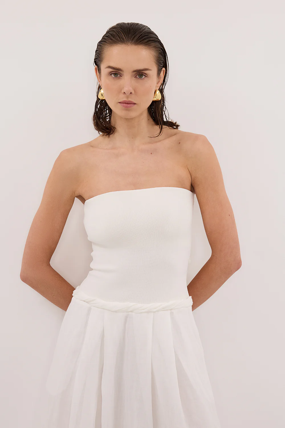 COCO WHITE STRAPLESS HYRBID MIDI DRESS - Image 2