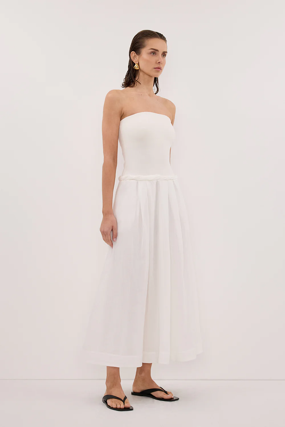 COCO WHITE STRAPLESS HYRBID MIDI DRESS - Image 3