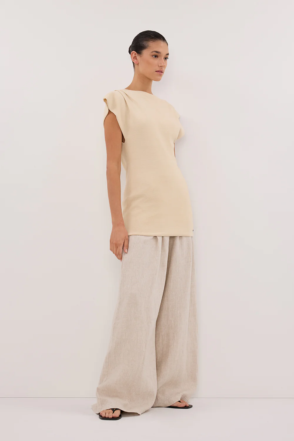 CODY NATURAL WIDE LINEN PANT - Image 3