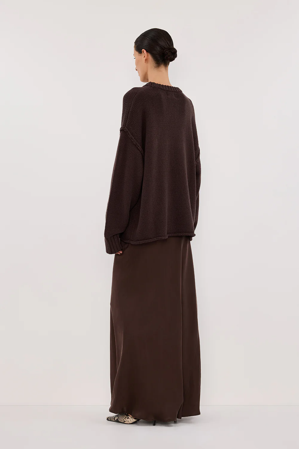 COLETTE BITTER CHOC SILK MAXI SKIRT - Image 5