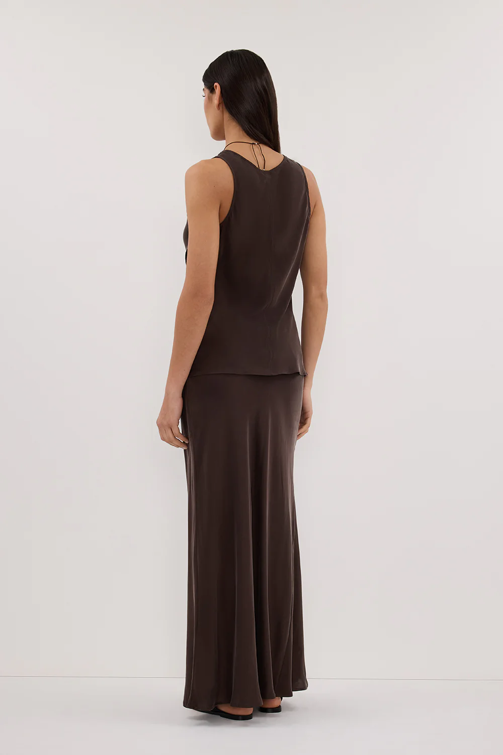 COLETTE BITTER CHOC SILK MAXI SKIRT - Image 8
