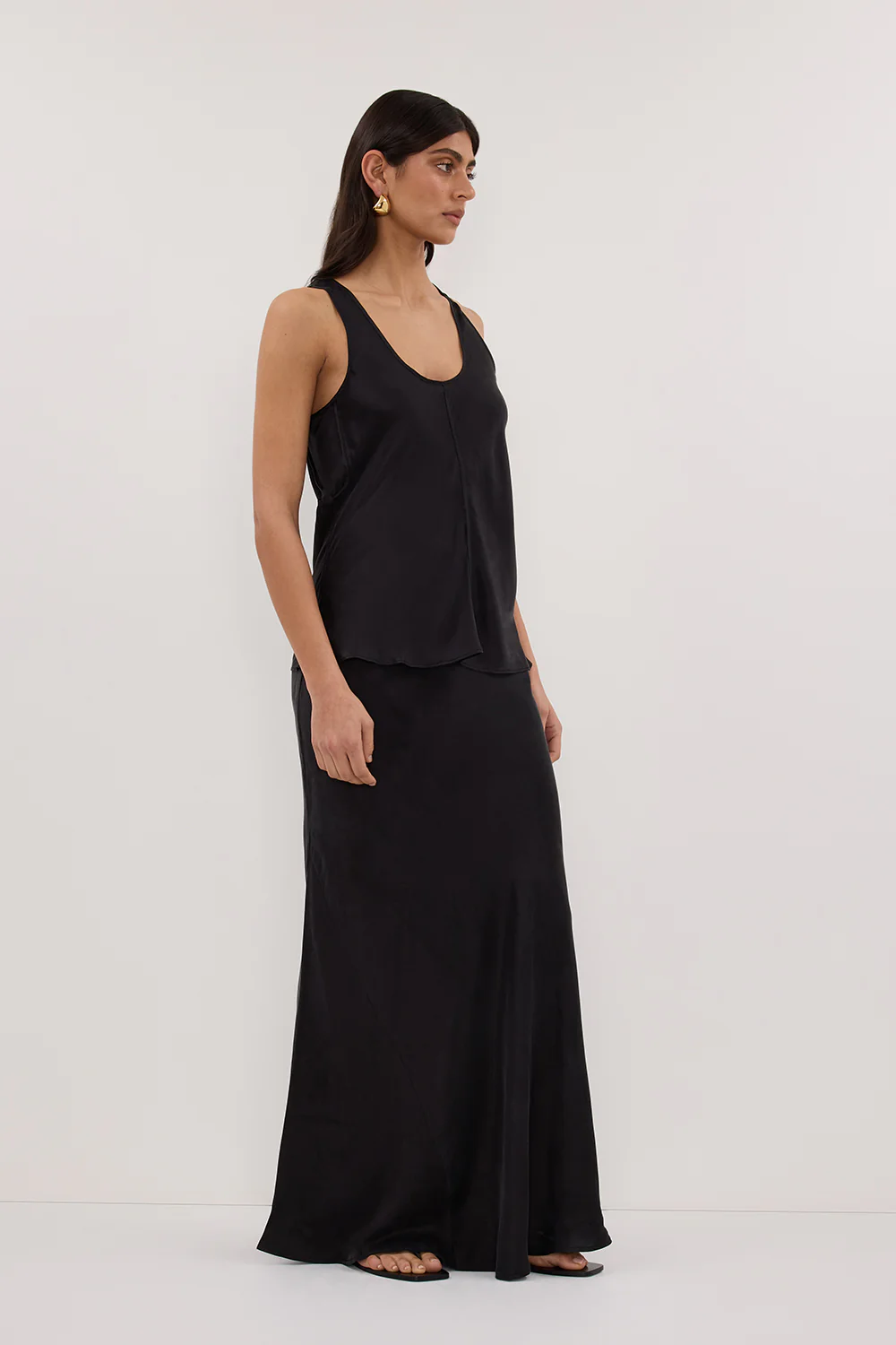COLETTE BLACK SILK MAXI SKIRT - Image 3