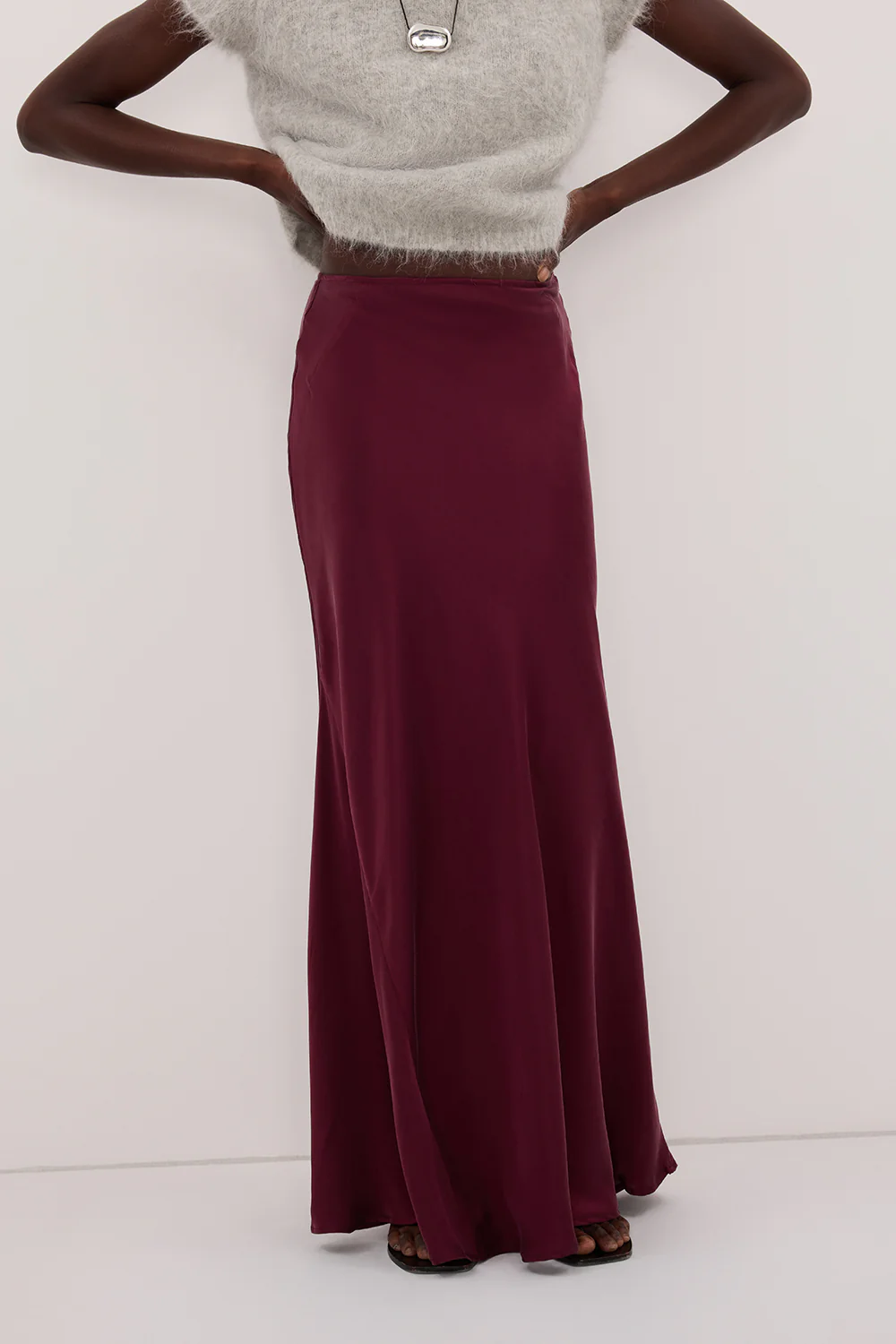 COLETTE MERLOT SILK MAXI SKIRT - Image 2