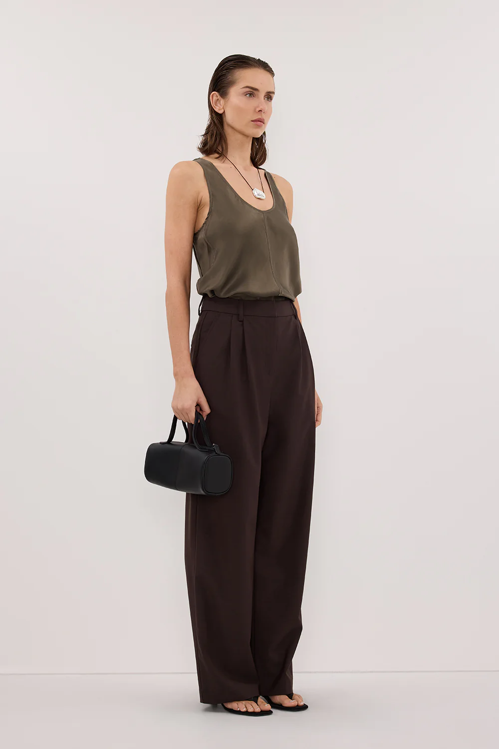 COLETTE OLIVE SILK CAMI TOP - Image 3