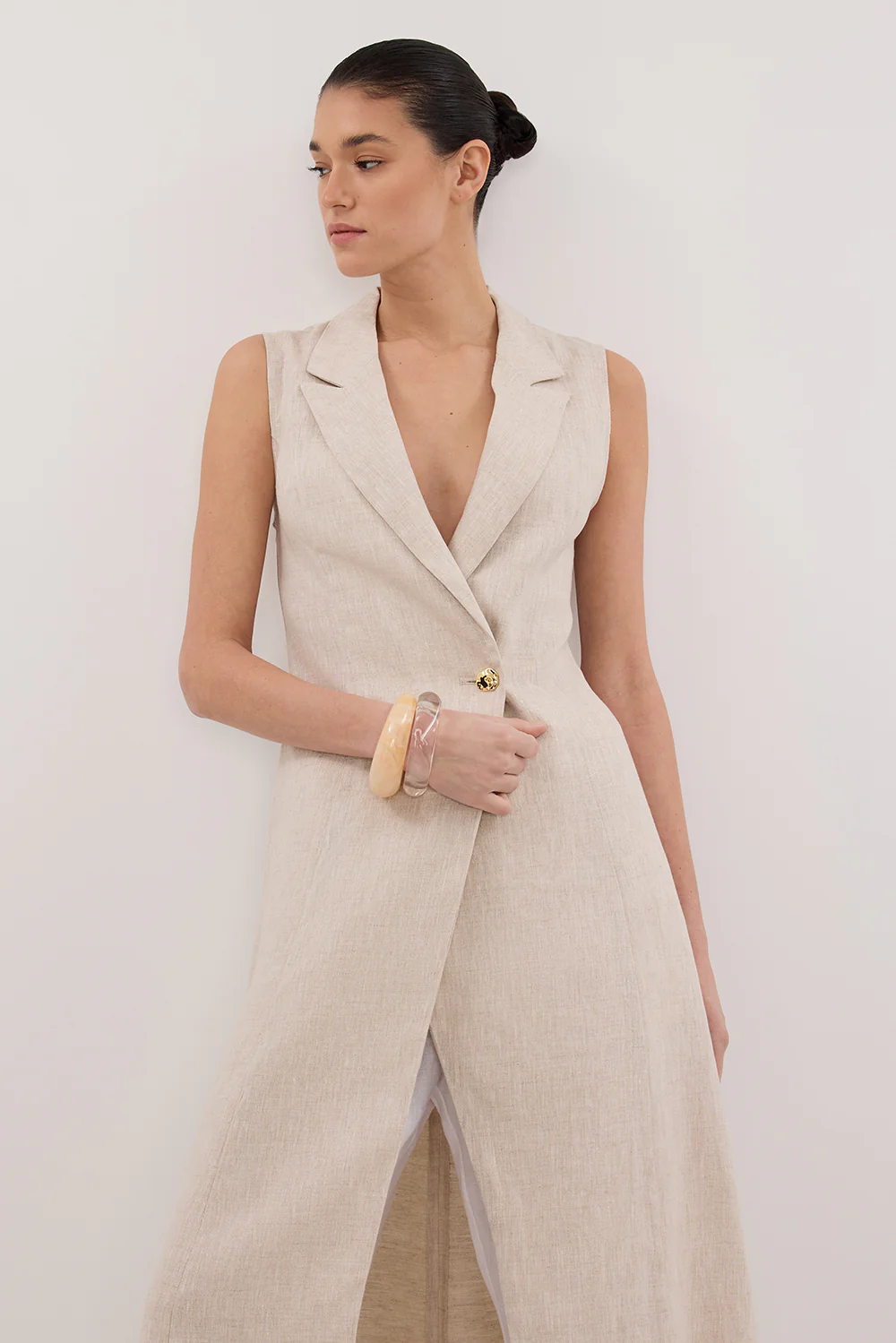 CORA NATURAL MIDI LINEN DRESS - Image 2