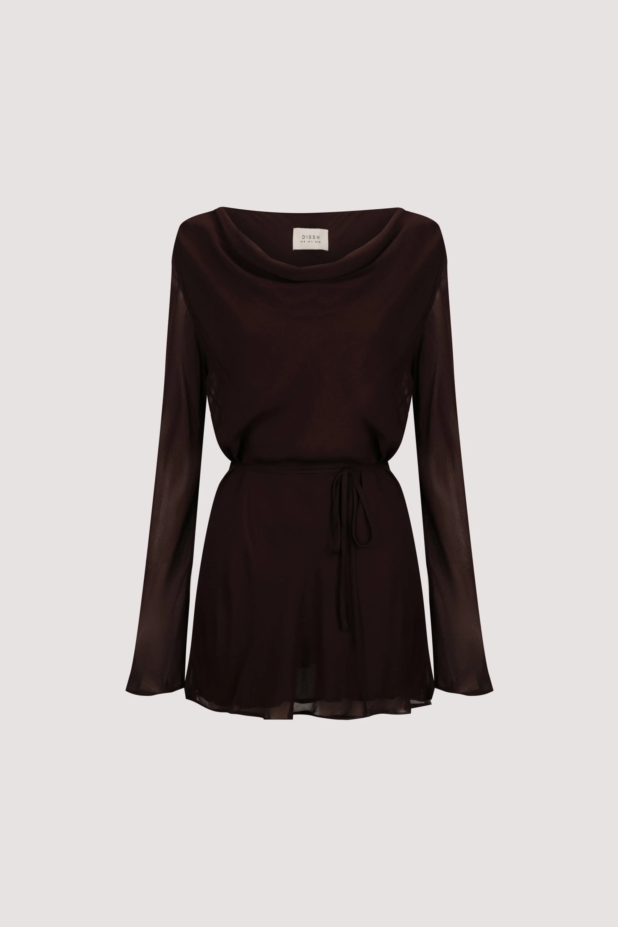 CORFU DARK CHOC SLEEVED MINI DRESS - Image 7