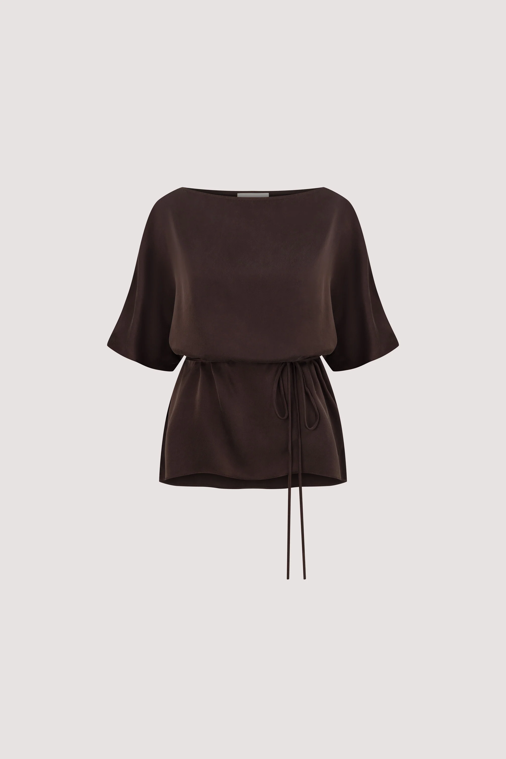 CORY BITTER CHOC SILK ASYM BATWING TOP - Image 8