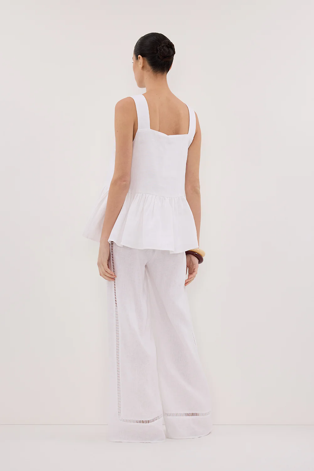 DAISY WHITE LINEN PEPLUM TOP - Image 4