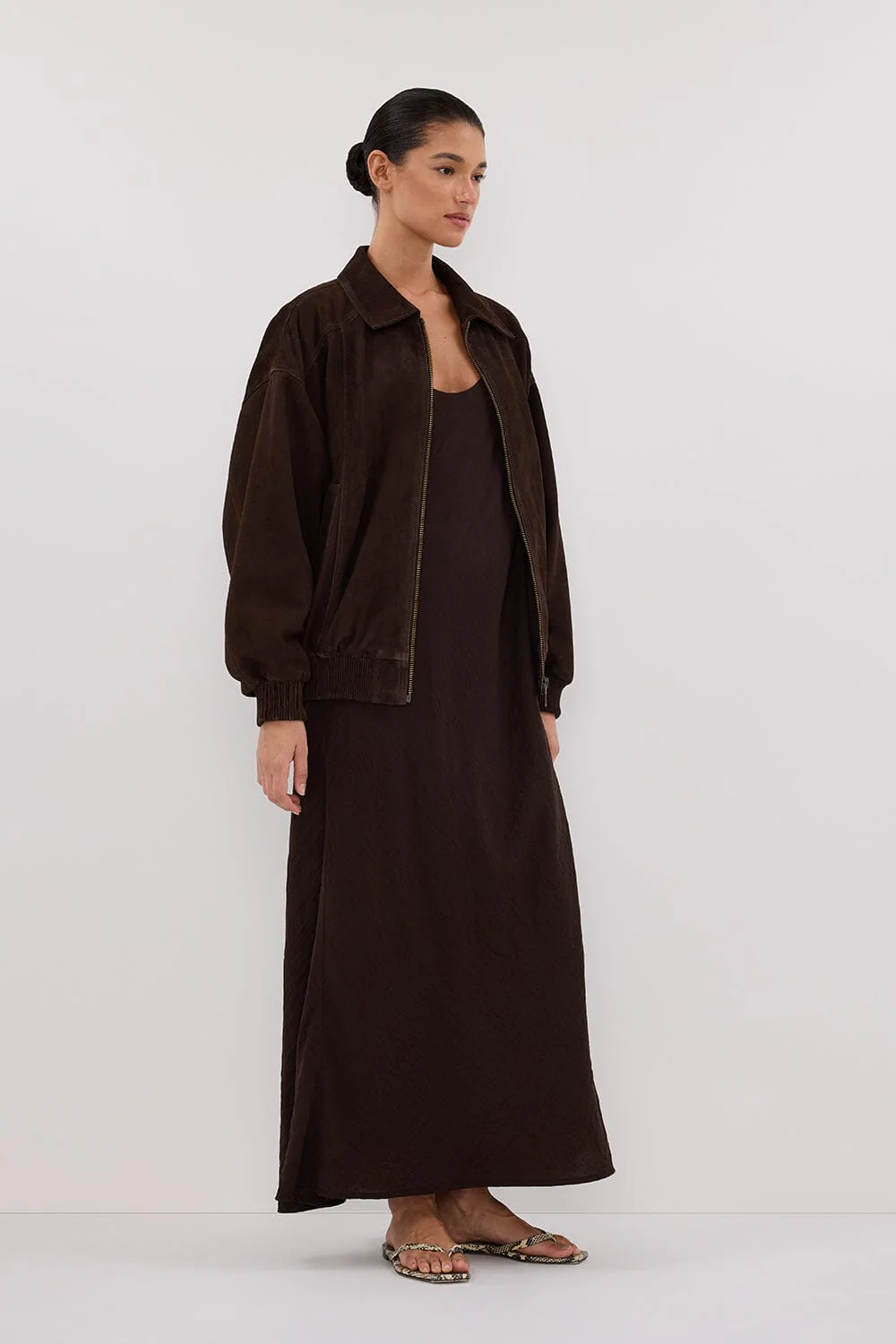 DALTON BITTER CHOC SUEDE BOMBER - Image 3