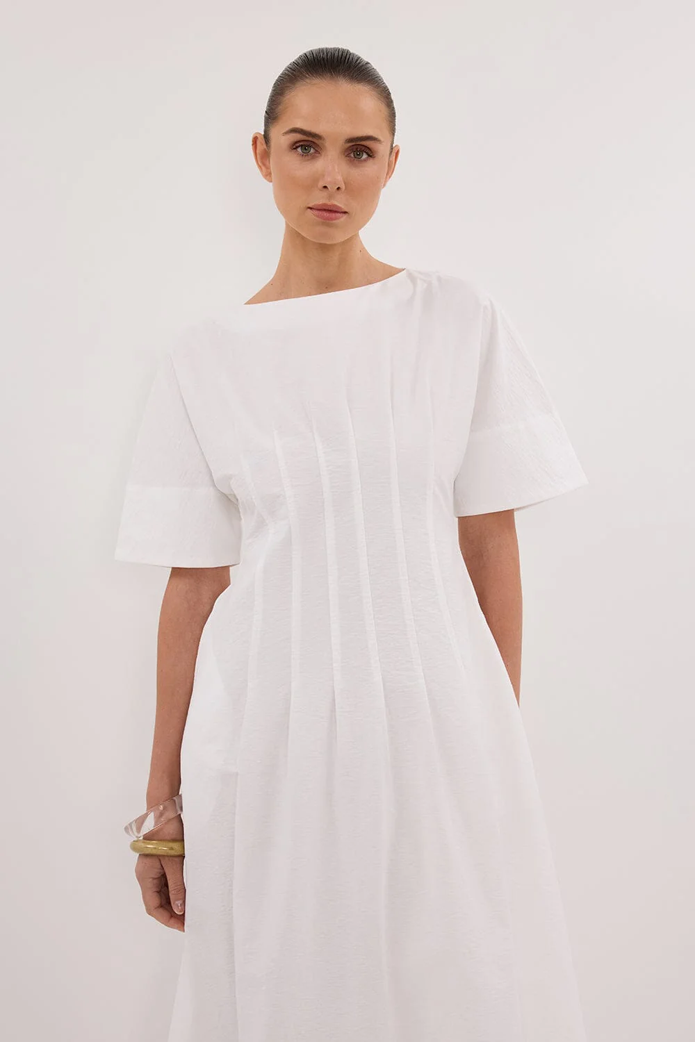 DAPHNE WHITE SLEEVED MIDI DRESS - Image 2