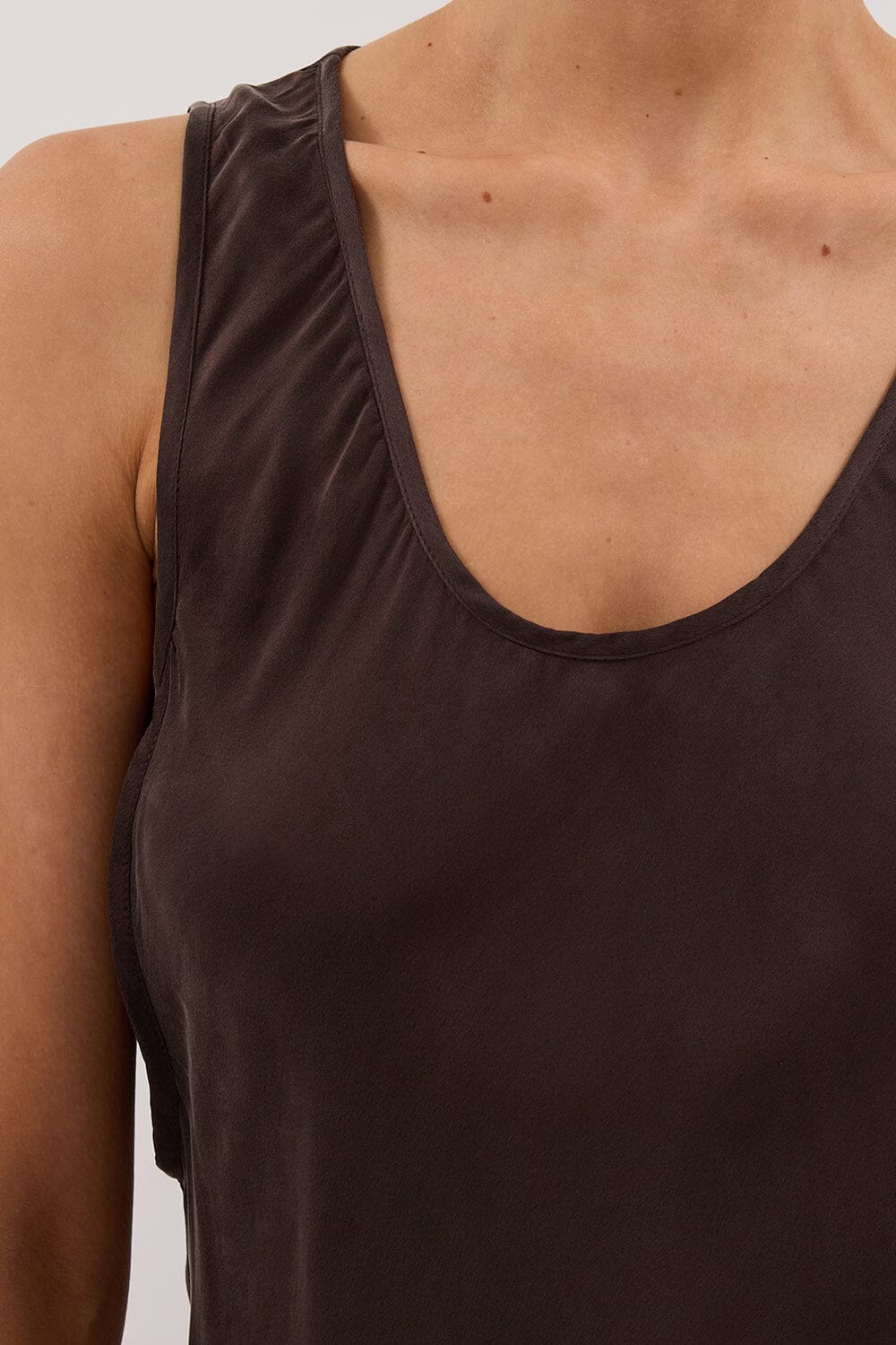 DARCY BITTER CHOC SILK MAXI DRESS - Image 5