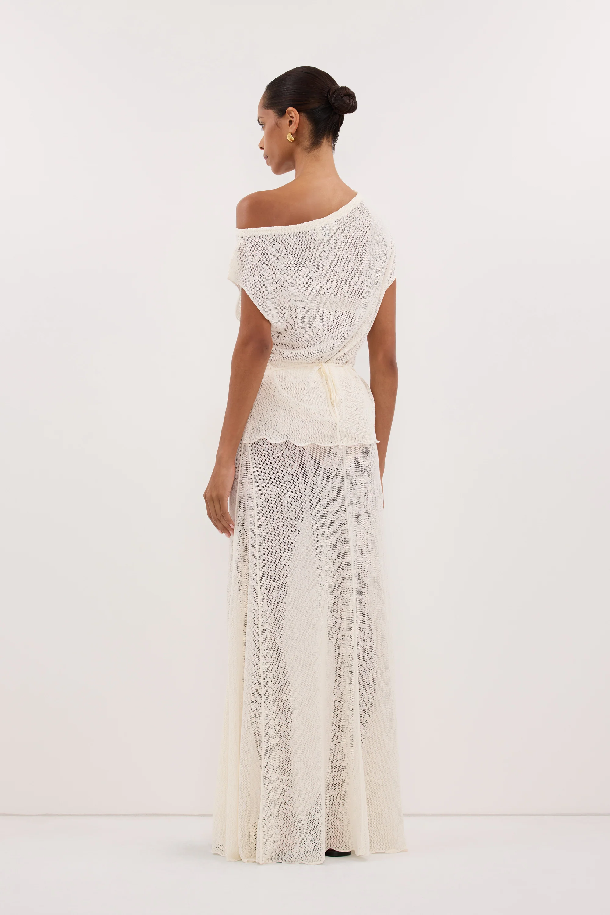 DELIA OFF WHITE LACE MAXI SKIRT - Image 7