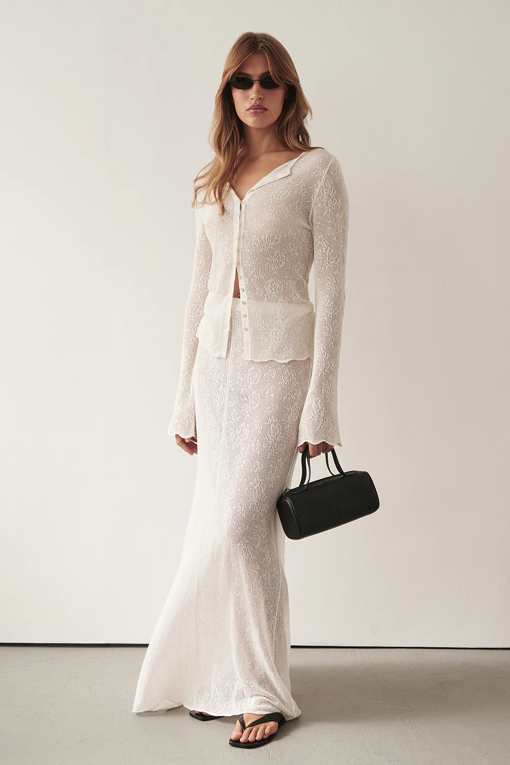 DELIA OFF WHITE LACE MAXI SKIRT - Image 8