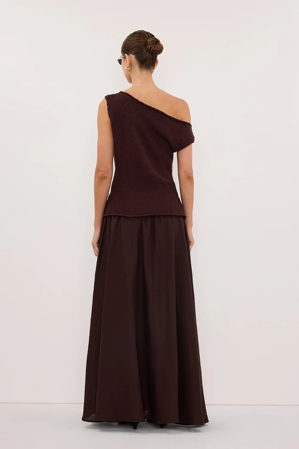 DINA CHOC COTTON ASYM KNIT TOP - Image 4