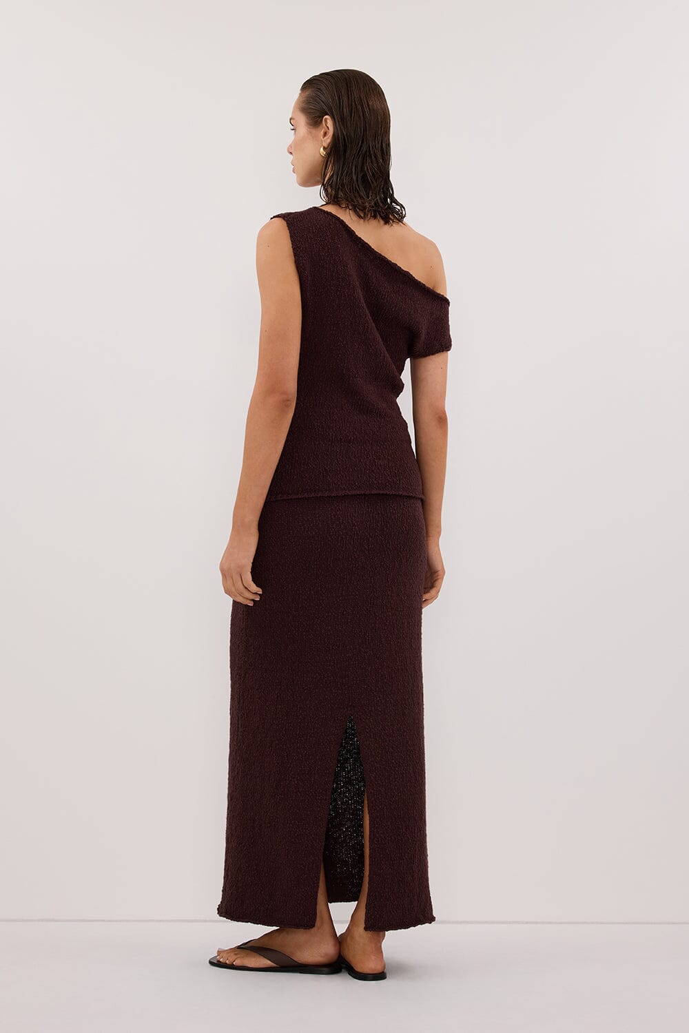 DINA CHOC COTTON ASYM KNIT TOP - Image 7