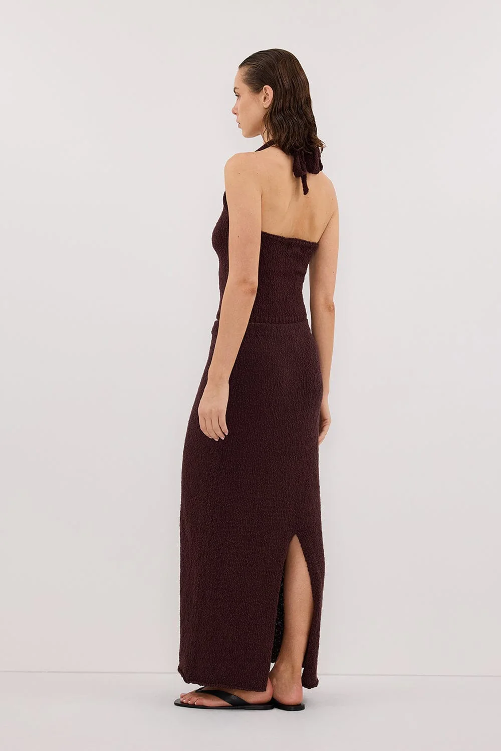 DINA CHOC SLEEVELESS HALTER KNIT TOP - Image 7